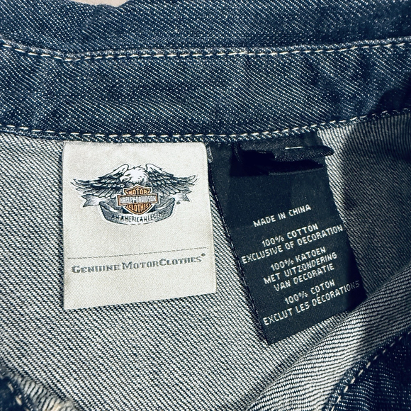 Harley-Davidson Denim Button Down Shirt Women XL Western Snap Logo Embroidered - Picture 10 of 10